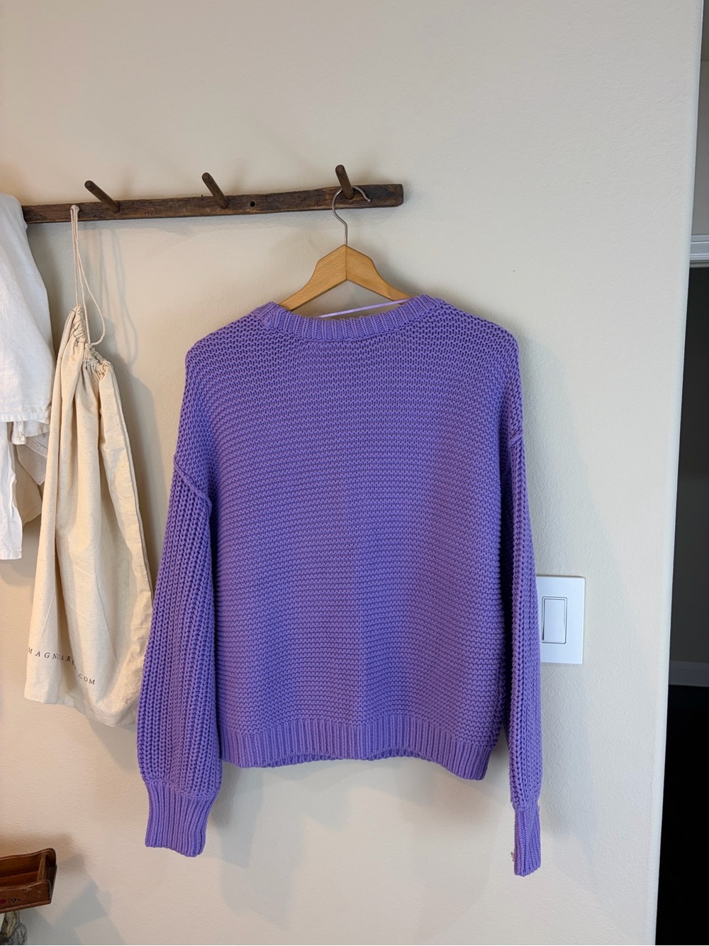 Free People Dream Cable Crew Sweater XS Purple NWT - Picture 7 of 10